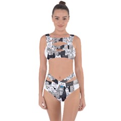 Cute Cat Hand Drawn Cartoon Style Bandaged Up Bikini Set  by Salman4z