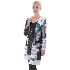 Cute Cat Hand Drawn Cartoon Style Hooded Pocket Cardigan by Salman4z