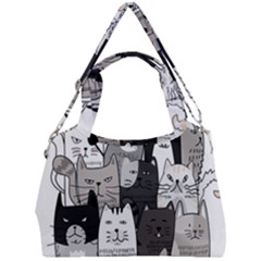 Cute Cat Hand Drawn Cartoon Style Double Compartment Shoulder Bag by Salman4z