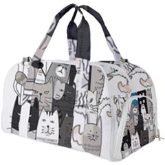 Cute Cat Hand Drawn Cartoon Style Burner Gym Duffel Bag by Salman4z