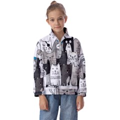 Cute Cat Hand Drawn Cartoon Style Kids  Half Zip Hoodie by Salman4z