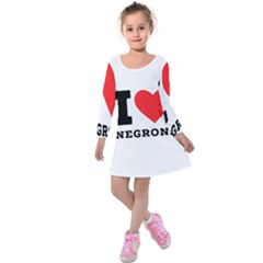 I Love Negroni Kids  Long Sleeve Velvet Dress by ilovewhateva