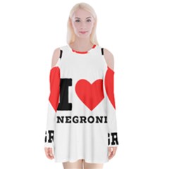 I Love Negroni Velvet Long Sleeve Shoulder Cutout Dress by ilovewhateva