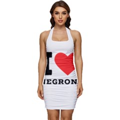 I Love Negroni Sleeveless Wide Square Neckline Ruched Bodycon Dress by ilovewhateva