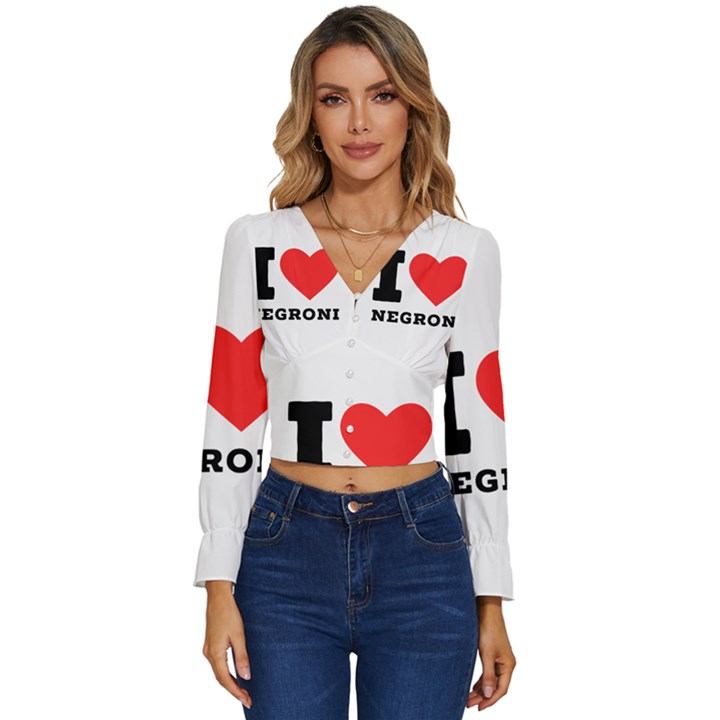 I love negroni Long Sleeve V-Neck Top