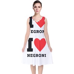 I Love Negroni V-neck Midi Sleeveless Dress  by ilovewhateva