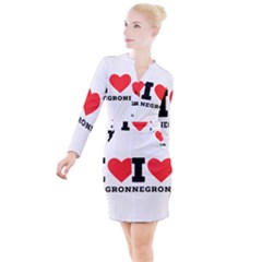 I Love Negroni Button Long Sleeve Dress by ilovewhateva