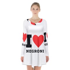 I Love Negroni Long Sleeve Velvet V-neck Dress by ilovewhateva