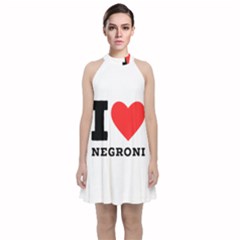 I Love Negroni Velvet Halter Neckline Dress  by ilovewhateva