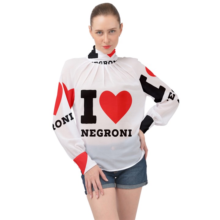 I love negroni High Neck Long Sleeve Chiffon Top