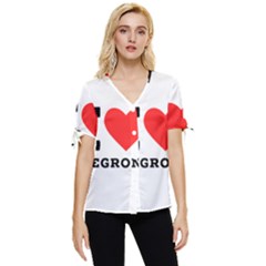 I Love Negroni Bow Sleeve Button Up Top by ilovewhateva