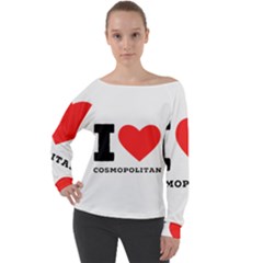 I Love Cosmopolitan  Off Shoulder Long Sleeve Velour Top by ilovewhateva