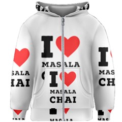 I Love Masala Chai Kids  Zipper Hoodie Without Drawstring by ilovewhateva