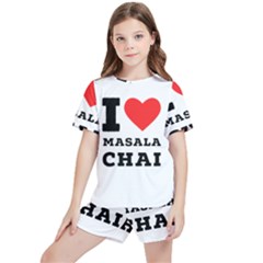 I Love Masala Chai Kids  Tee And Sports Shorts Set by ilovewhateva