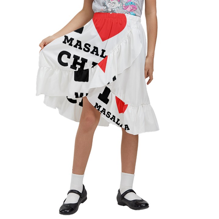 I love masala chai Kids  Ruffle Flared Wrap Midi Skirt