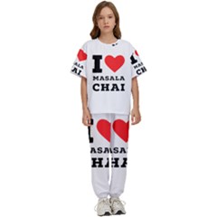 I Love Masala Chai Kids  Tee And Pants Sports Set by ilovewhateva