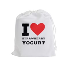 I Love Strawberry Yogurt Drawstring Pouch (xl) by ilovewhateva