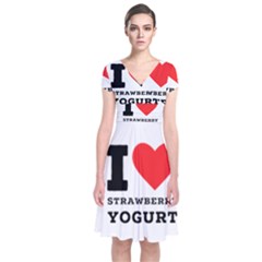 I Love Strawberry Yogurt Short Sleeve Front Wrap Dress by ilovewhateva