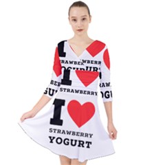 I Love Strawberry Yogurt Quarter Sleeve Front Wrap Dress by ilovewhateva