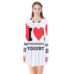 I Love Strawberry Yogurt Long Sleeve V-neck Flare Dress by ilovewhateva