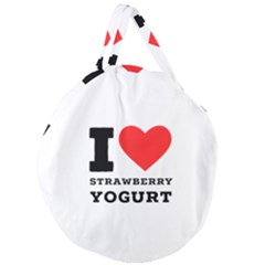 I Love Strawberry Yogurt Giant Round Zipper Tote by ilovewhateva