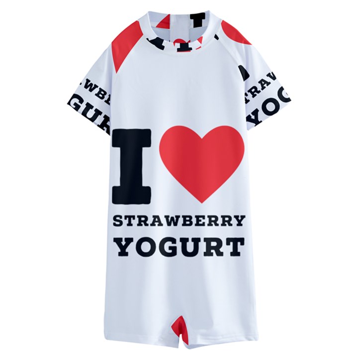 I love strawberry yogurt Kids  Boyleg Half Suit Swimwear