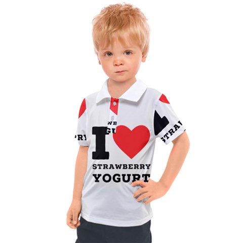 I Love Strawberry Yogurt Kids  Polo Tee by ilovewhateva