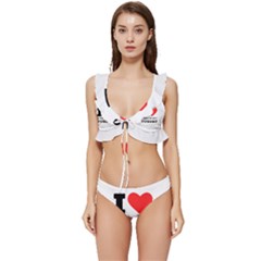 I Love Strawberry Yogurt Low Cut Ruffle Edge Bikini Set by ilovewhateva