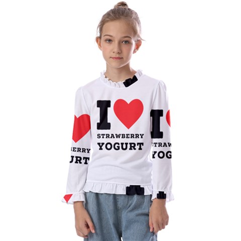 I Love Strawberry Yogurt Kids  Frill Detail Tee by ilovewhateva