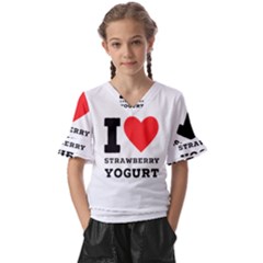 I Love Strawberry Yogurt Kids  V-neck Horn Sleeve Blouse by ilovewhateva