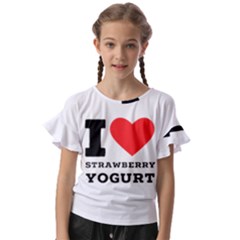 I Love Strawberry Yogurt Kids  Cut Out Flutter Sleeves by ilovewhateva