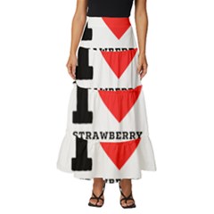 I Love Strawberry Yogurt Tiered Ruffle Maxi Skirt by ilovewhateva