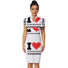 I Love Strawberry Yogurt Vintage Frill Sleeve V-neck Bodycon Dress by ilovewhateva