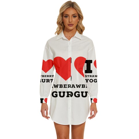 I Love Strawberry Yogurt Womens Long Sleeve Shirt Dress by ilovewhateva