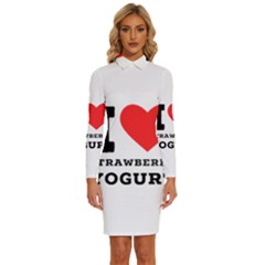 I Love Strawberry Yogurt Long Sleeve Shirt Collar Bodycon Dress by ilovewhateva