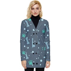 Bons Foot Prints Pattern Background Button Up Hooded Coat  by Salman4z