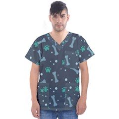 Bons Foot Prints Pattern Background Men s V-neck Scrub Top