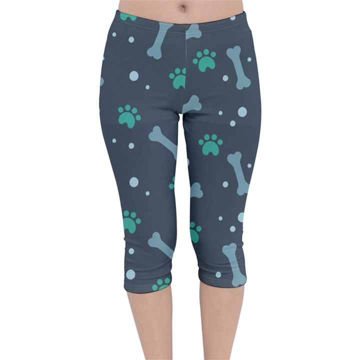 Bons Foot Prints Pattern Background Velvet Capri Leggings 