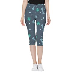 Bons Foot Prints Pattern Background Inside Out Lightweight Velour Capri Leggings  by Salman4z