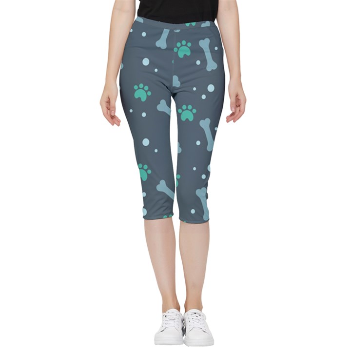 Bons Foot Prints Pattern Background Inside Out Lightweight Velour Capri Leggings 