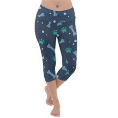 Bons Foot Prints Pattern Background Lightweight Velour Capri Yoga Leggings by Salman4z