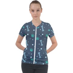 Bons Foot Prints Pattern Background Short Sleeve Zip Up Jacket by Salman4z