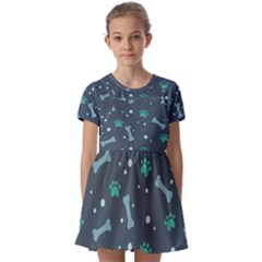 Bons Foot Prints Pattern Background Kids  Short Sleeve Pinafore Style Dress by Salman4z