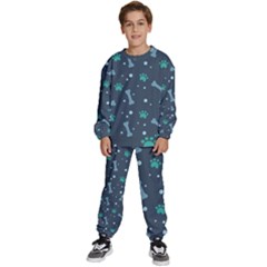 Bons Foot Prints Pattern Background Kids  Sweatshirt Set by Salman4z