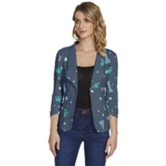 Bons Foot Prints Pattern Background Women s One-button 3/4 Sleeve Short Jacket by Salman4z