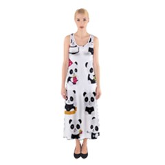 Playing Panda Cartoon Sleeveless Maxi Dress by Salman4z