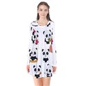 Playing Panda Cartoon Long Sleeve V-neck Flare Dress View1