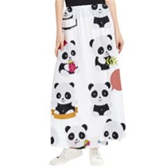 Playing Panda Cartoon Maxi Chiffon Skirt by Salman4z