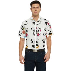 Playing Panda Cartoon Men s Short Sleeve Pocket Shirt  by Salman4z