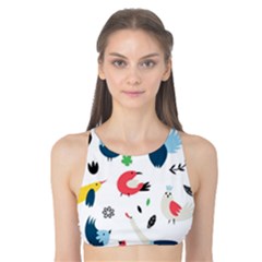 Vector Set Isolates With Cute Birds Scandinavian Style Tank Bikini Top